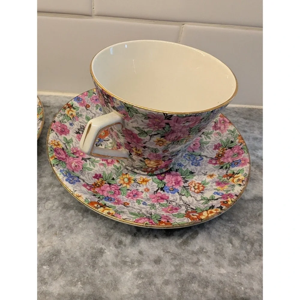 Vintage Lord‎ Nelson Marina Pattern Chintz Cup & Saucer Set Of 2 Made in England